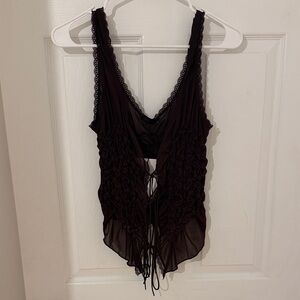 Zara Black Lace-Trimmed Tank Top